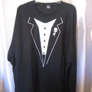 Choice Apparel Tuxedo Men's Black & White Long Sleeve T Shirt 100% Cotton NWNT